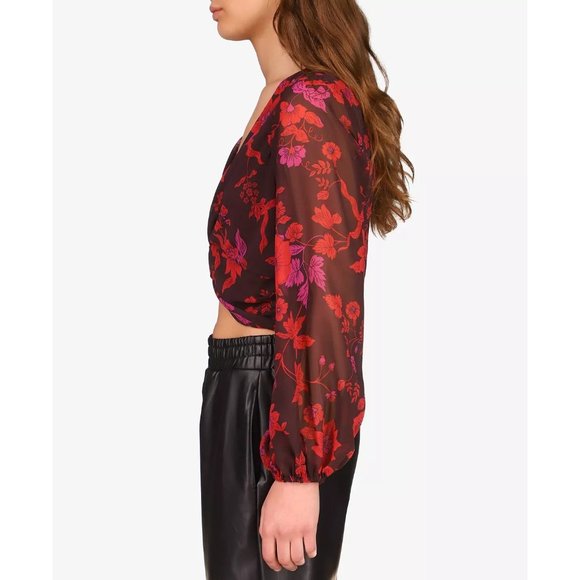SANCTUARY Twisted Satin  Floral Red Top - NWT - Picture 5 of 5